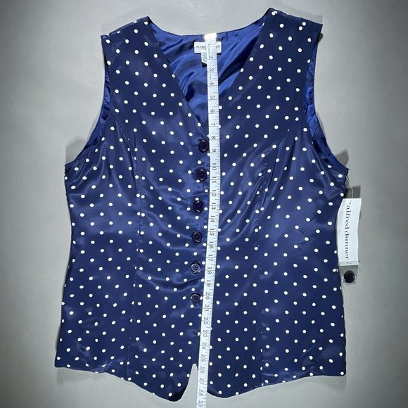 NWT Alfred Dunner Vest Navy with White Polkadots Size 14 - Picture 8 of 11